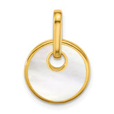 Sterling Silver Gold-plated Polished Mother of Pearl Circle Drop Pendant