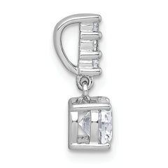 Sterling Silver Rhodium-plated Polished Round CZ Dangling Chain Slide Pendant