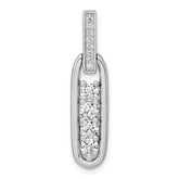 Sterling Silver Rhodium-plated Polished CZ Elongated Oval Pendant
