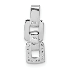 Sterling Silver Rhodium-plated Polished White CZ Double Square Pendant