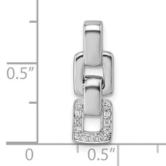 Sterling Silver Rhodium-plated Polished White CZ Double Square Pendant