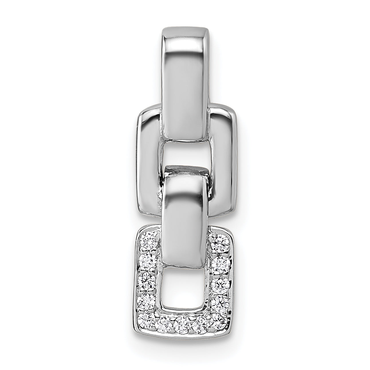 Sterling Silver Rhodium-plated Polished White CZ Double Square Pendant