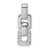 Sterling Silver Rhodium-plated Polished White CZ Double Square Pendant