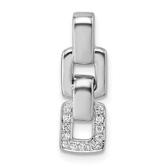 Sterling Silver Rhodium-plated Polished White CZ Double Square Pendant