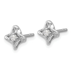 Sterling Silver Rhodium-plated Polished CZ Twisted Post Earrings