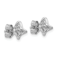 Sterling Silver Rhodium-plated Polished CZ Twisted Post Earrings