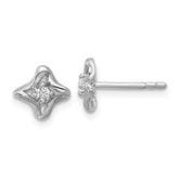 Sterling Silver Rhodium-plated Polished CZ Twisted Post Earrings
