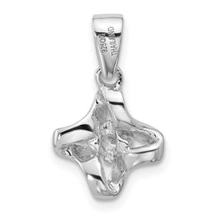 Sterling Silver Rhodium-plated Polished CZ Twisted Pendant
