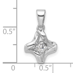 Sterling Silver Rhodium-plated Polished CZ Twisted Pendant