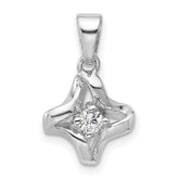 Sterling Silver Rhodium-plated Polished CZ Twisted Pendant