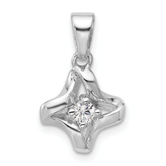Sterling Silver Rhodium-plated Polished CZ Twisted Pendant