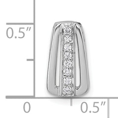 Sterling Silver Rhodium-plated Polished White CZ Chain Slide Pendant