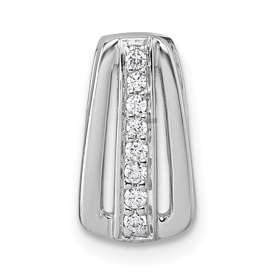 Sterling Silver Rhodium-plated Polished White CZ Chain Slide Pendant