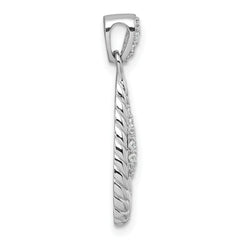 Sterling Silver Rhodium-plated Polished CZ Twisted Teardrop Pendant