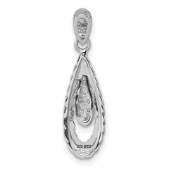 Sterling Silver Rhodium-plated Polished CZ Twisted Teardrop Pendant