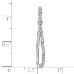 Sterling Silver Rhodium-plated CZ Oval Dangle Pendant