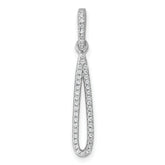 Sterling Silver Rhodium-plated CZ Oval Dangle Pendant
