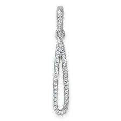 Sterling Silver Rhodium-plated CZ Oval Dangle Pendant
