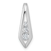 Sterling Silver Rhodium-plated Polished Fancy CZ Kite-shaped Chain Slide Pendant