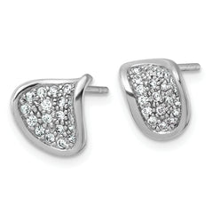 Sterling Silver Rhodium-plated Polished Fancy Curved CZ Post Earrings