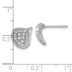 Sterling Silver Rhodium-plated Polished Fancy Curved CZ Post Earrings