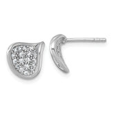 Sterling Silver Rhodium-plated Polished Fancy Curved CZ Post Earrings