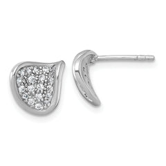 Sterling Silver Rhodium-plated Polished Fancy Curved CZ Post Earrings