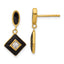 Sterling Silver Gold-plated CZ and Black Enameled Dangle Post Earrings