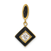 Sterling Silver Gold-plated CZ and Black Enameled Pendant