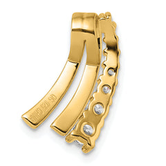 Sterling Silver Gold-tone Black Enamel and CZ Chain Slide Pendant