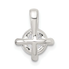 Sterling Silver Polished CZ with 4 CZ Prongs Chain Slide Pendant