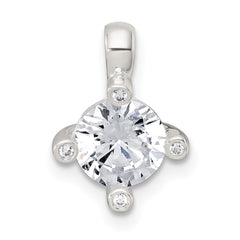 Sterling Silver Polished CZ with 4 CZ Prongs Chain Slide Pendant