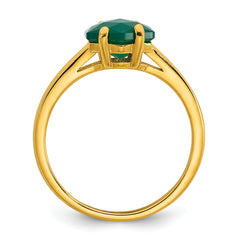 Sterling Silver Gold-tone Polished Hexagon Green Chalcedony Size 8 Ring