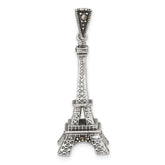 Sterling Silver Antiqued Marcasite 3-D Eiffel Tower Pendant