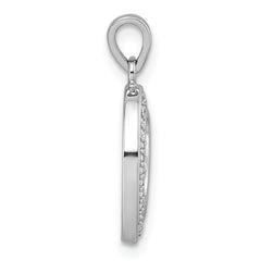 Sterling Silver Rhodium-plated Polished and Satin CZ Infinity Oval Pendant
