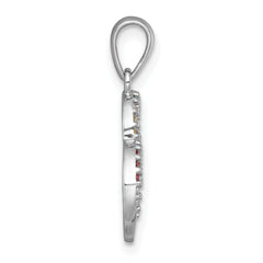 Sterling Silver Rhodium-plated Polished Rainbow Nano Crystals Double Heart Pendant