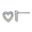 Sterling Silver Rhodium-plated Polished Pastel Blue, Pink, Green and Purple CZ Heart Post Earrings