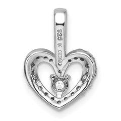 Sterling Silver Rhodium-plated Polished CZ Open Heart Pendant