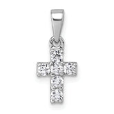 Sterling Silver Rhodium-plated Polished White CZ Cross Pendant