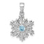 Sterling Silver Rhodium-plated Polished Blue CZ Snowflake Pendant