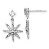 Sterling Silver Rhodium-plated Polished CZ Star Post Dangle Earrings