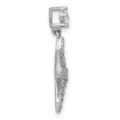 Sterling Silver Rhodium-plated Polished CZ Star Chain Slide Pendant