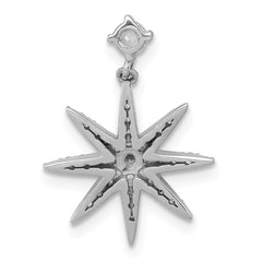 Sterling Silver Rhodium-plated Polished CZ Star Chain Slide Pendant