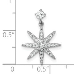 Sterling Silver Rhodium-plated Polished CZ Star Chain Slide Pendant