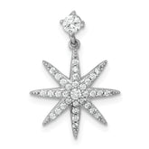 Sterling Silver Rhodium-plated Polished CZ Star Chain Slide Pendant