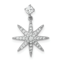 Sterling Silver Rhodium-plated Polished CZ Star Chain Slide Pendant