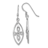 Sterling Silver Rhodium-plated Polished Fancy Celtic Knot Dangle Shepherd Hook Earrings