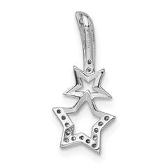 Sterling Silver Rhodium-plated Polished CZ Shooting Stars Chain Slide Pendant