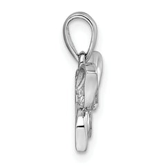 Sterling Silver Rhodium-plated Polished White CZ Butterfly Pendant