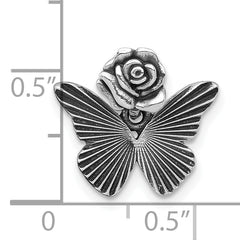 Sterling Silver Antiqued Textured Butterfly With Flower Pendant